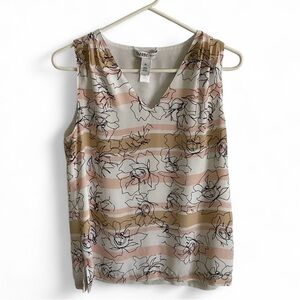 White House Black Market Pink Floral Sleeveless Womens‎ Blouse Size XS